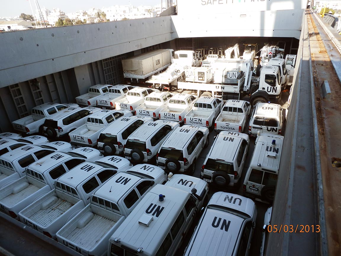 unloading of United Nations Vehicles